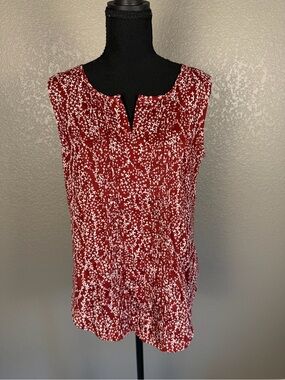 Anthropologie Dolan Red Printed Sleeveless Split-Neck Camisole